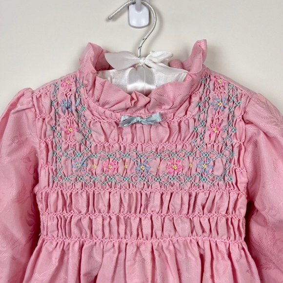 Vintage Polly Flinders Smocked Pink Dress 4T - Picture 2 of 11